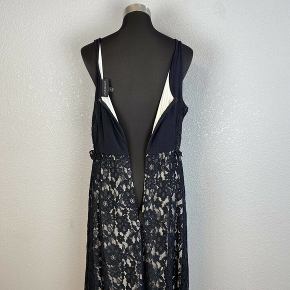 Lane Bryant Womens Flare Party Dress 14 XL Black Floral Lace Lined Sleeveless - Picture 8 of 10